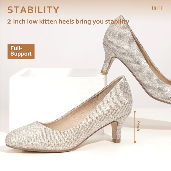 Women’s Size 12 Sparkly Gold Pumps by IDIFU – New, Elegant Party Heels - Picture 3 of 7